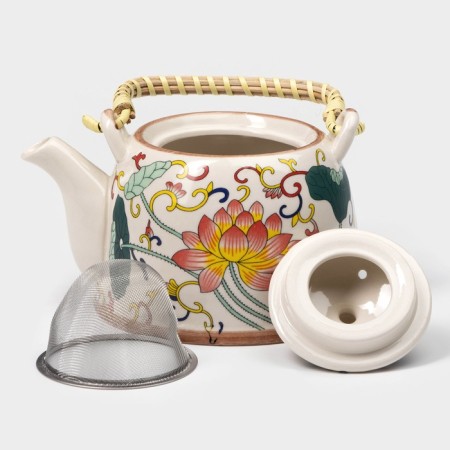 Keramic teapot with a metal sieve "Lotus", 900 ml-1
