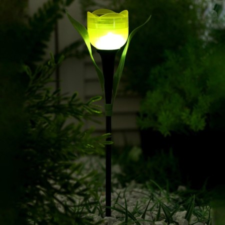 Garden lamp on the sunny battery "Yellow Tulip", 4.5 × 29 × 4.5 cm, 1 Led, glow white-1