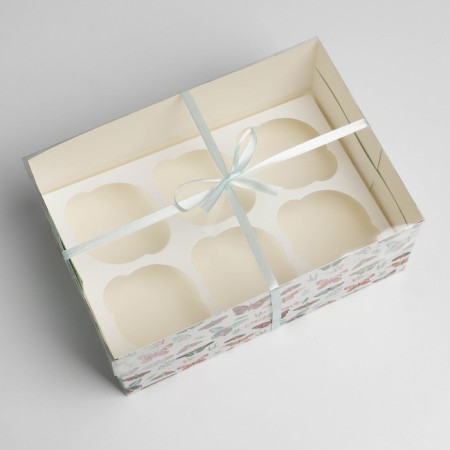 Box for cupcakes, confectionery packaging, 6 cells "Butterflies", 23 x 16 x 10 cm-2