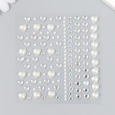 Stick plastic rhinestones, pearls "hearts, circles" 10.5x16 cm-1