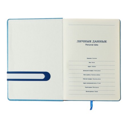 The diary is undathed, PVC cover, A5 format, 140 sheets, cage, elastic band with a handle, mix-3