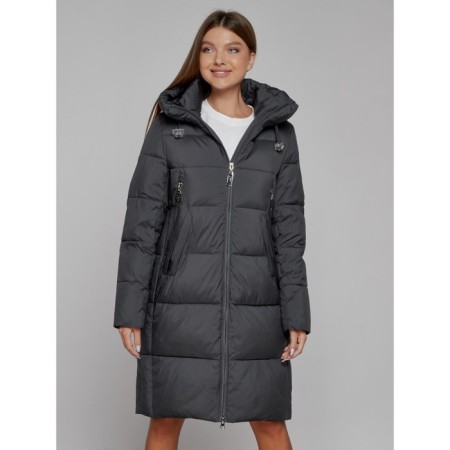Coat insulated winter female, size 42, dark gray color-12