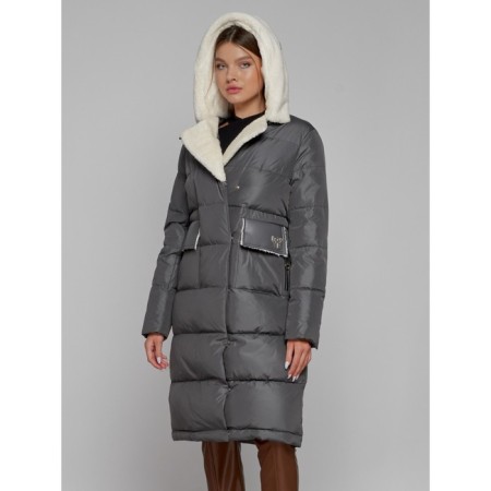Coat insulated winter female, size 46, dark gray color-6