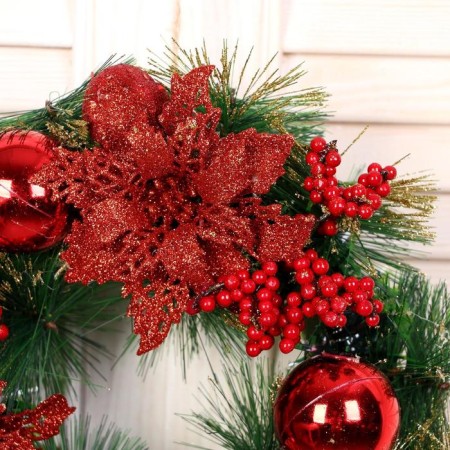 New Year's Wreath D-25 cm "Red berries and balls"-1