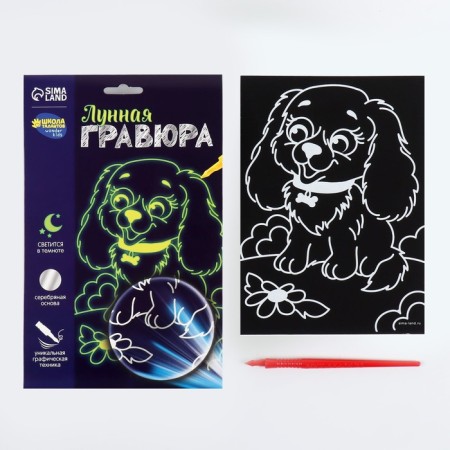 Lunar engraving "Funny dog" 14.8x21 cm-2