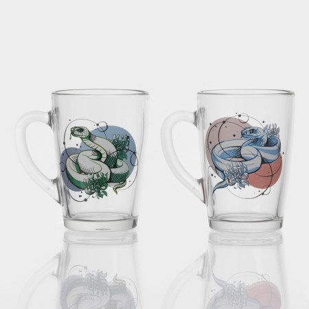 New Year's glass coffee mug "Snakes", 300 ml, mix-5