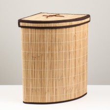 Storage basket, with handles, folding, 34 × 34 × 52 cm, bamboo, jute