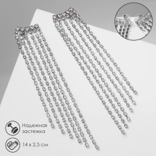 Hanging earrings with rhinestones 