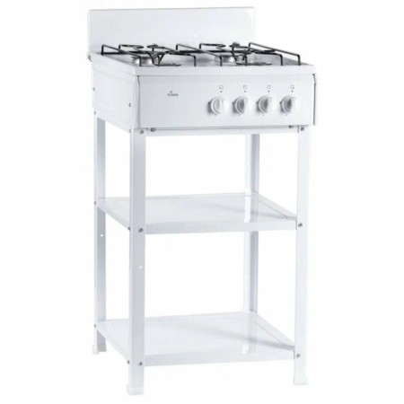Flama AVG 1402 W stove, gas, 4 burners, without oven, two shelves, white