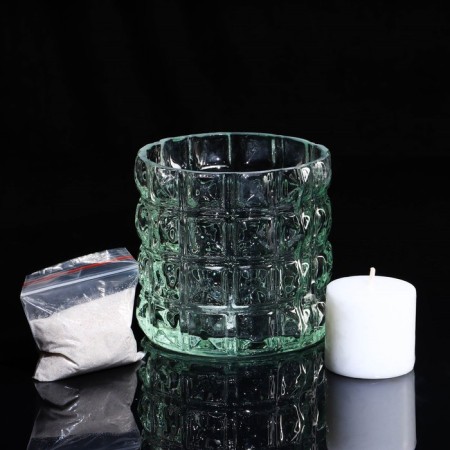 Avignon vase-sub-sub-Sight with a white candle, 11.8x1.5 cm, glass-2