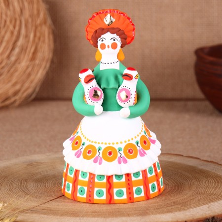 Dymkovo toy "Peasant with ducks", 16 cm, mix-5