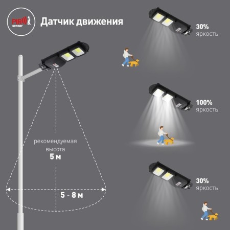 Console lamp era on a sunny battery with a motion sensor -ip65, 40w, 750lm, 5000k, black-13