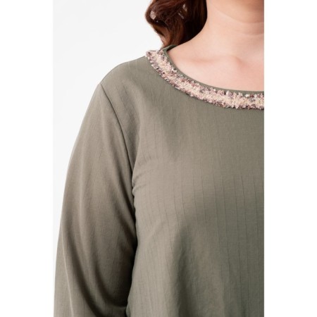 Female blouse, size 60, khaki color-1