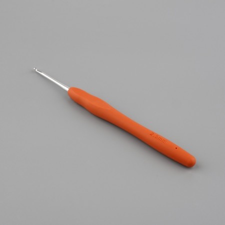 Knitting hook, with silicone handle, d = 2.5 mm, 14 cm, orange color-2