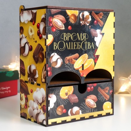 New Year's tea house with a box "Black Gold" 20x15x8.5 cm-1