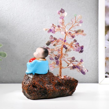 Souvenir Bonsai 147 stones "Hotya with an apple by a tree with amethysts" 18x13x6 cm-2