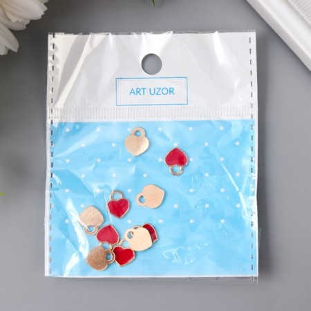 Decor for creativity Metal "Little Red Heart" enamel 0.9x1.1 cm-3