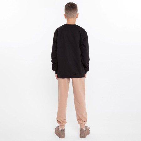 Kit for children (sweatshirt, trousers), black/beige color, height 146 cm-2