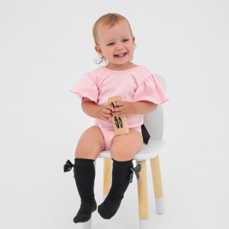 Bodi Kroshka I am "black bow", pink, r.22, height 62-68-6