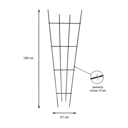 Trellis, 180 × 61 × 1 cm, metal, green