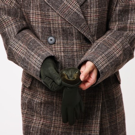 Gloves are female, dimensionless, without insulation, khaki color-4