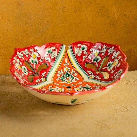 Rishtan ceramics "Flowers", 26 cm, red