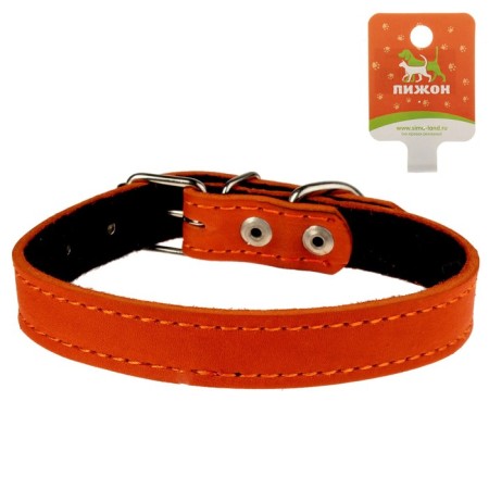 Leather collar on synthetic winterizer, 45 x 2 cm, Osh 25-35 cm, orange