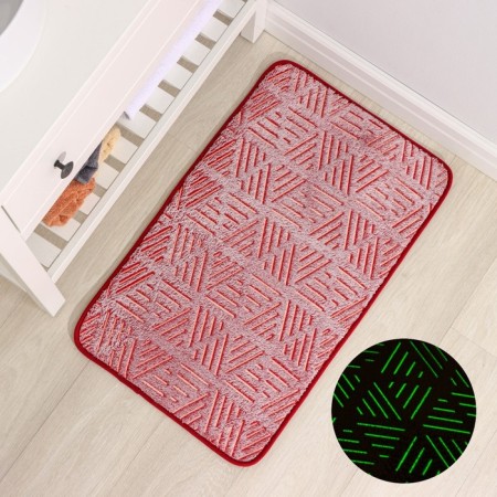 The bathroom rug glowing in the dark “luminous faces”, 50 × 80 cm, burgundy color-1