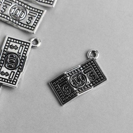 Decor Metal for creativity "Butting 100 $" silver 8178 2x1.2 cm