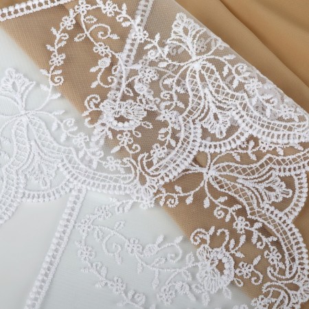 Lace on a grid, 145 mm × 11 ± 1 m, white color-1