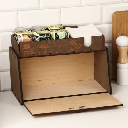 Bread a wooden bread with a stand under spices, 35.6 x 20.4 x 24.8 cm, wenge-4