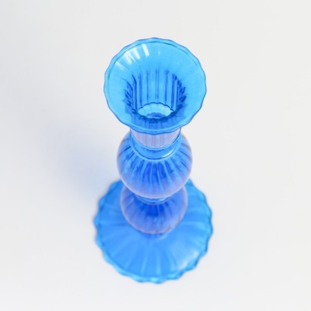 Glass Glass for 1 candle "Physalis" Transparent blue 8x8x21 cm-1