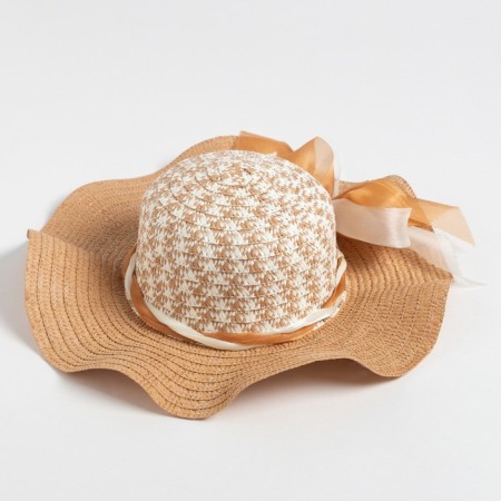 Women's hat, beige color, size 56-58-2