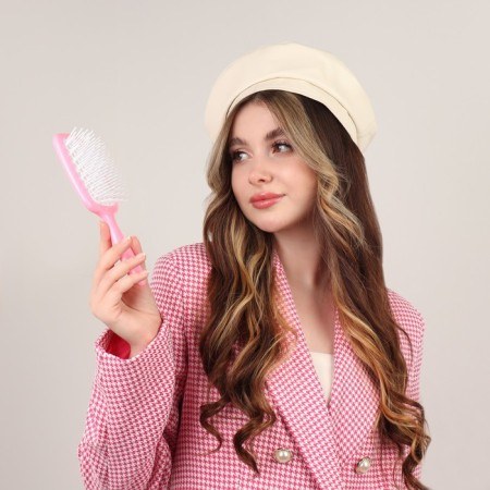 The comb is massage, wide, ventilated, 8.5 × 20.5 cm, PVC box, pink/white color-10