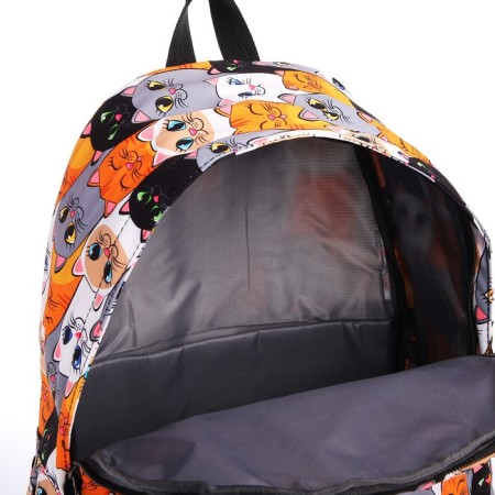 School backpack of textiles on a zipper, 4 pockets, wallet, gray/orange color-7
