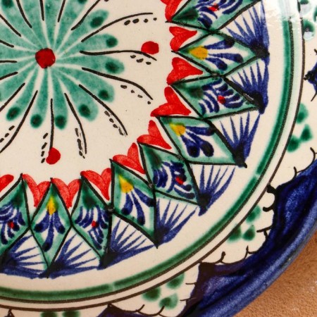 Plate of the Rishtan ceramics "Flowers", blue, flat, 15 cm, mix-2