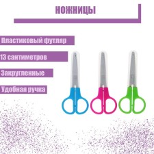 Scissors 13 cm, in a plastic case in a case, rounded ends, mix