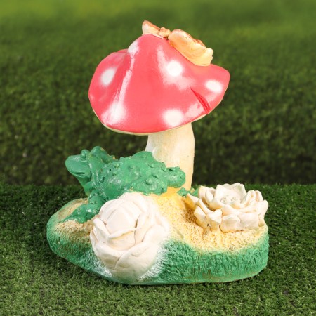 Garden figure "Frog on the mushroom" 21x18x20cm-3