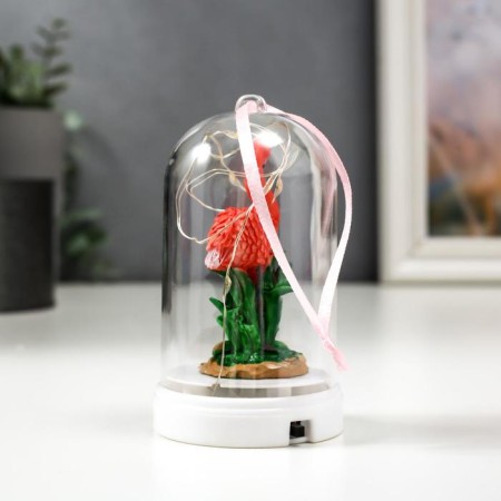 Souvenir Polystone Light "Pink Flamingo in the grass" Sausage mix 10.5x6x6 cm-5