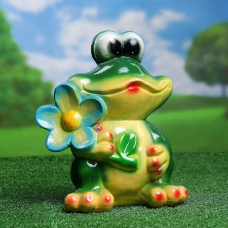 Garden figure "Frog with chamomile", 18x25x28cm, mix-3