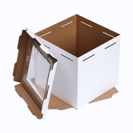 Box for the cake, with a window, white, 30 x 30 x 30 cm-1