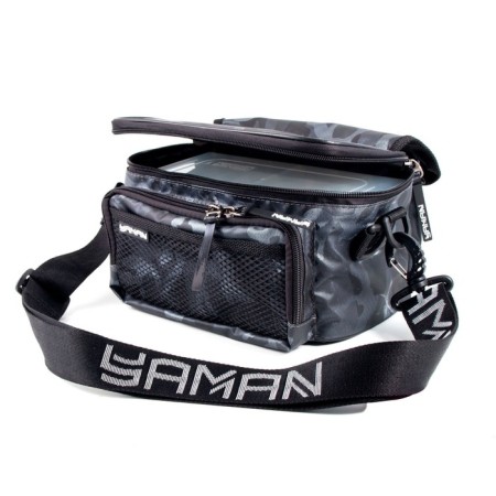 Fishing bag Yaman Sling Lure Bag M, 26x14x22 cm, color gray camouflage + 3 boxes-3
