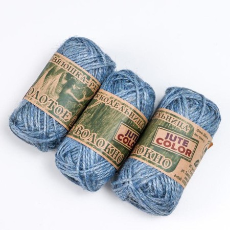 Yarn "Golden Fiber Jute" 100% jute 50m/50g set 3pcs (blue)-1