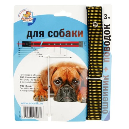 Kapon zoonik set, collar 38-51 x 2.5 cm and 3 m leash, mix-1