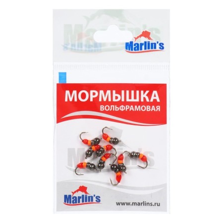 Mormyshka Wolfram Marlin’s Murash No. 2, 3.5 mm, 0.65 g, orange color, black, 10 pcs-1