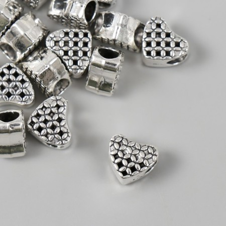 Bead for creativity Metal "Heart Weaving" silver 1.1x1 cm