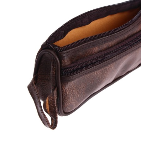 School pencil case with zipper, leatherette, 2 departments, mix-4