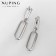 Earrings with rhinestones Xuping Clutch, white color in silver