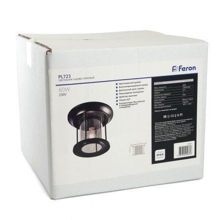 Garden-park lamp Feron PL723, IP44, E27, 60 W, 220x220x180 mm, black color black-5