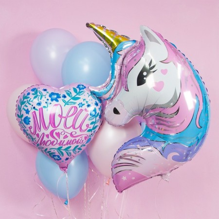 Foil ball 26 "Unicorn", figure, individual packaging-1